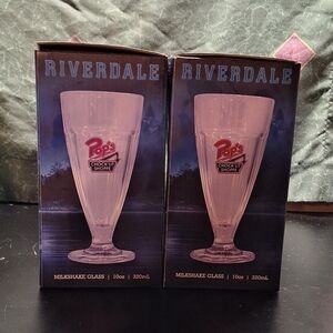 Warner Bros. Riverdale Milkshake Glass Set - Clear with Red Logo